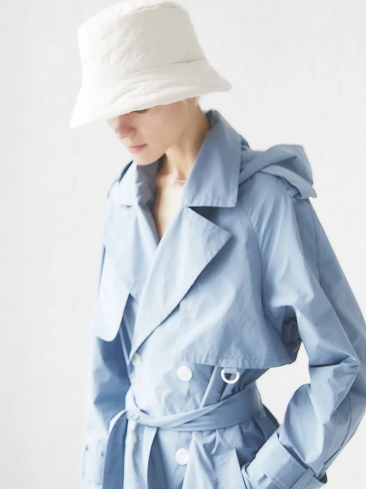 Caalo Sustainable Water Resistant Hooded Trench Coat