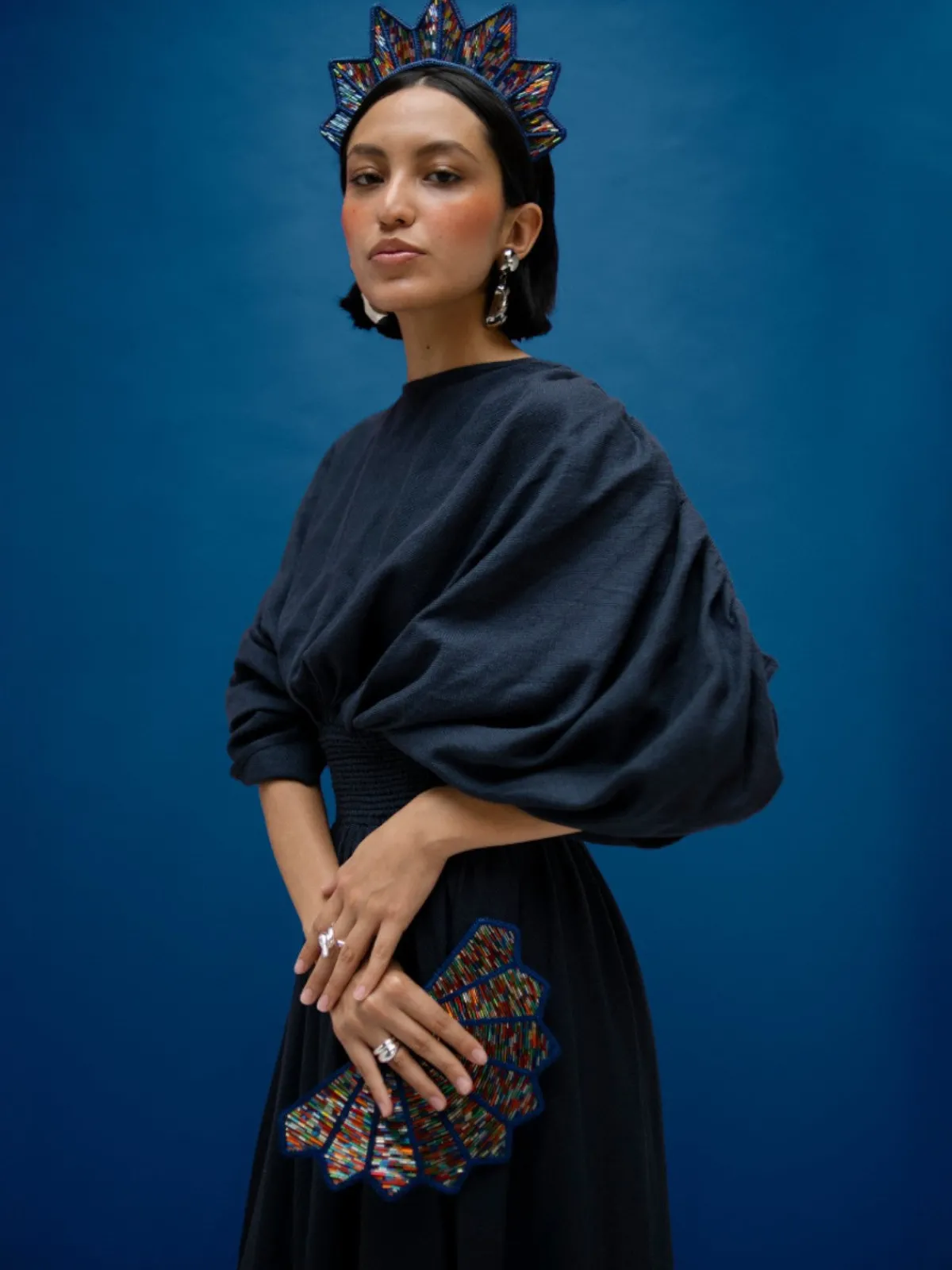 Magnetic Midnight Multicolor Bugle Beads Headpiece