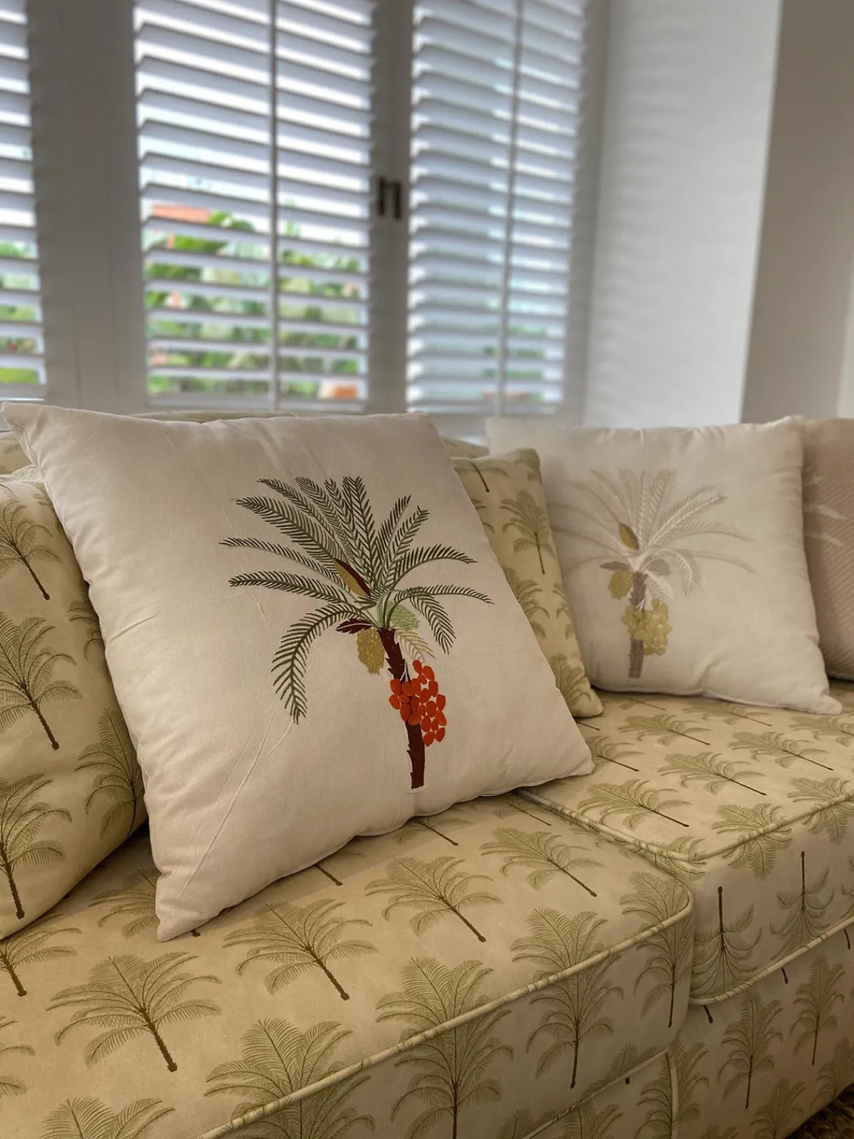 Juan de Dios Palm Tree Embroidered Cushion Cover