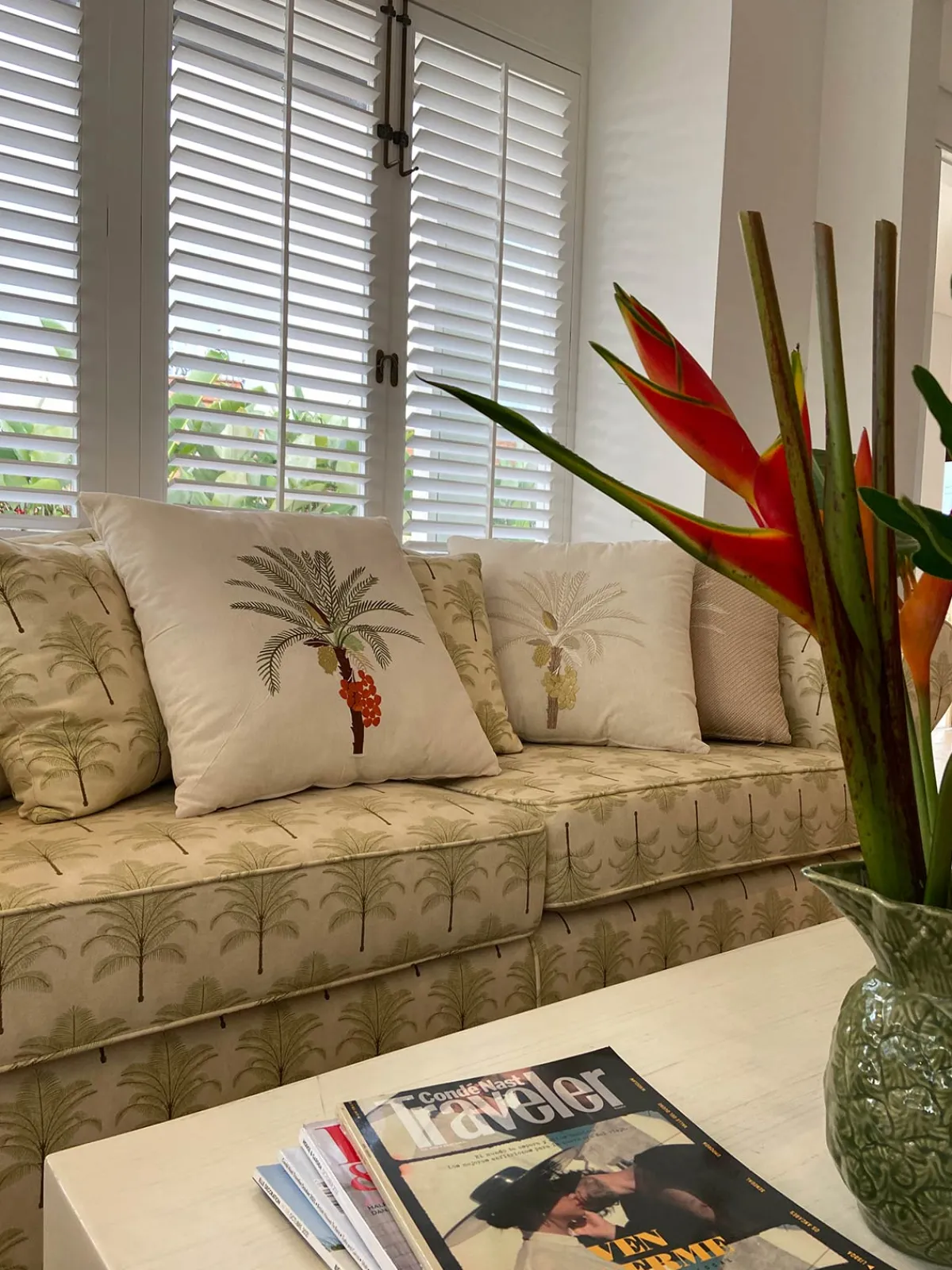 Juan de Dios Palm Tree Embroidered Cushion Cover