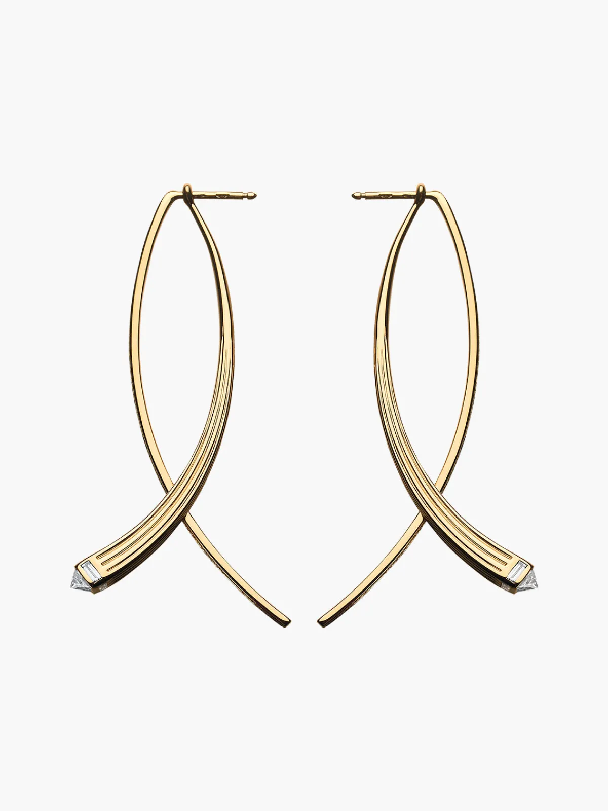 TEJEN Fluted Double Arc Earrings