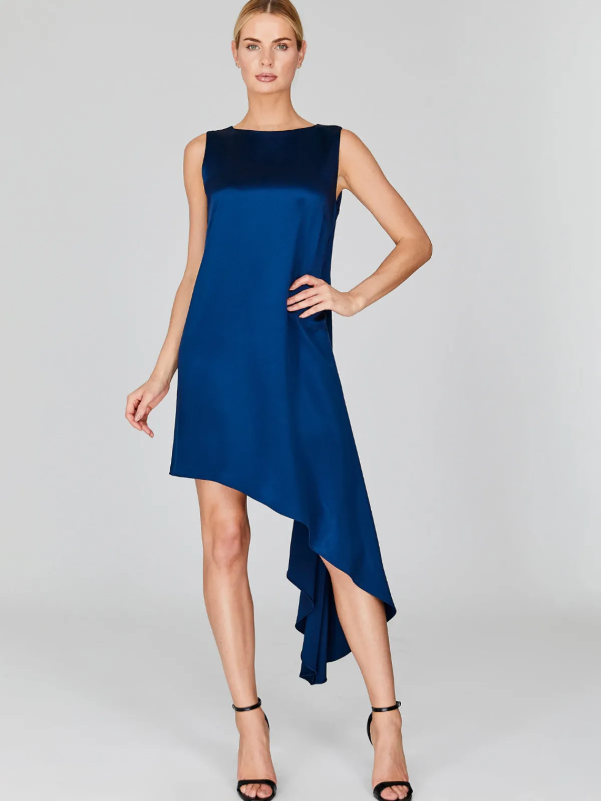 Mi Jong Lee Satin Sleeveless Asymmetric Dress