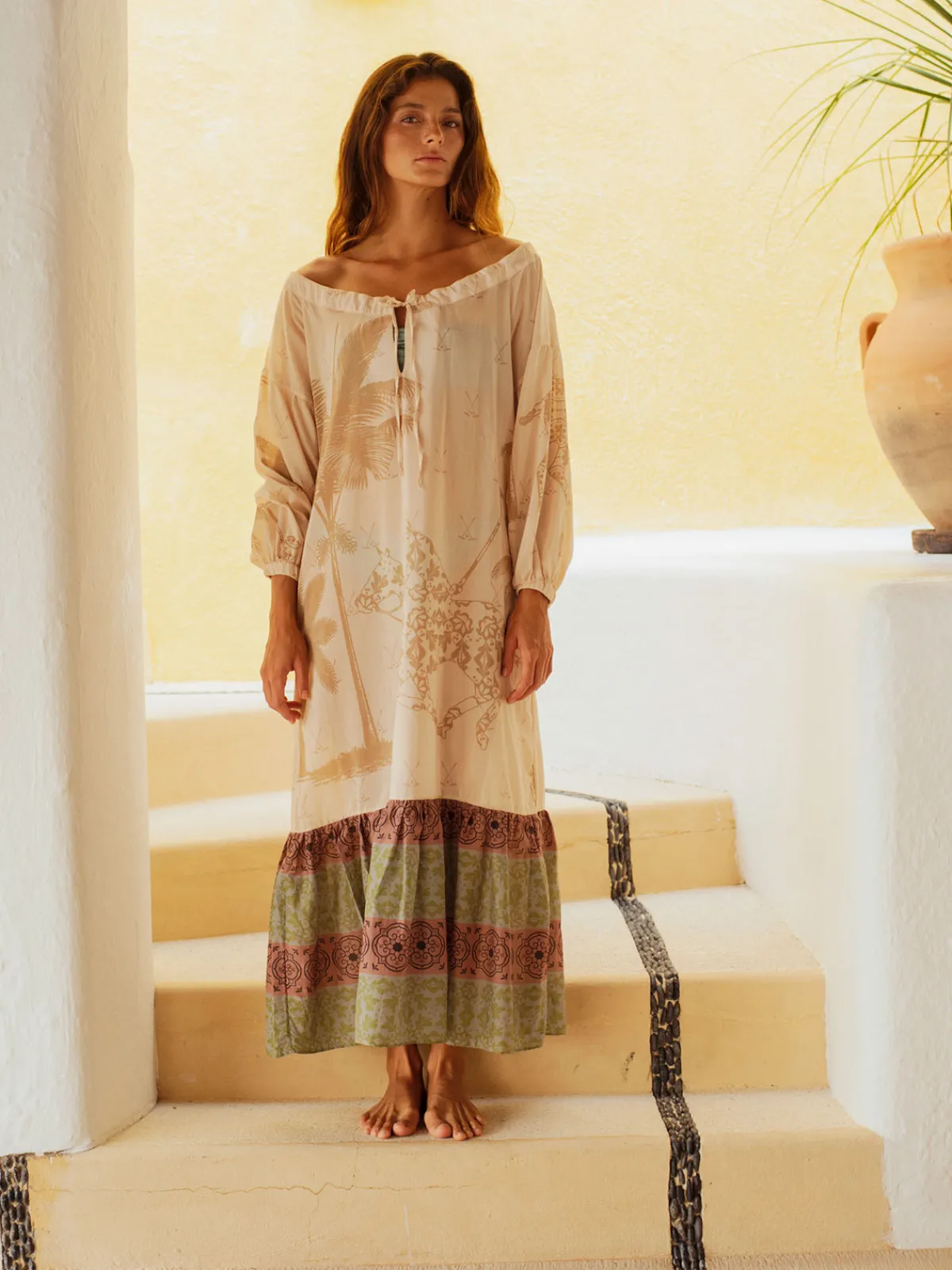 Juan de Dios Chiapas Cotton-Silk Midi Dress