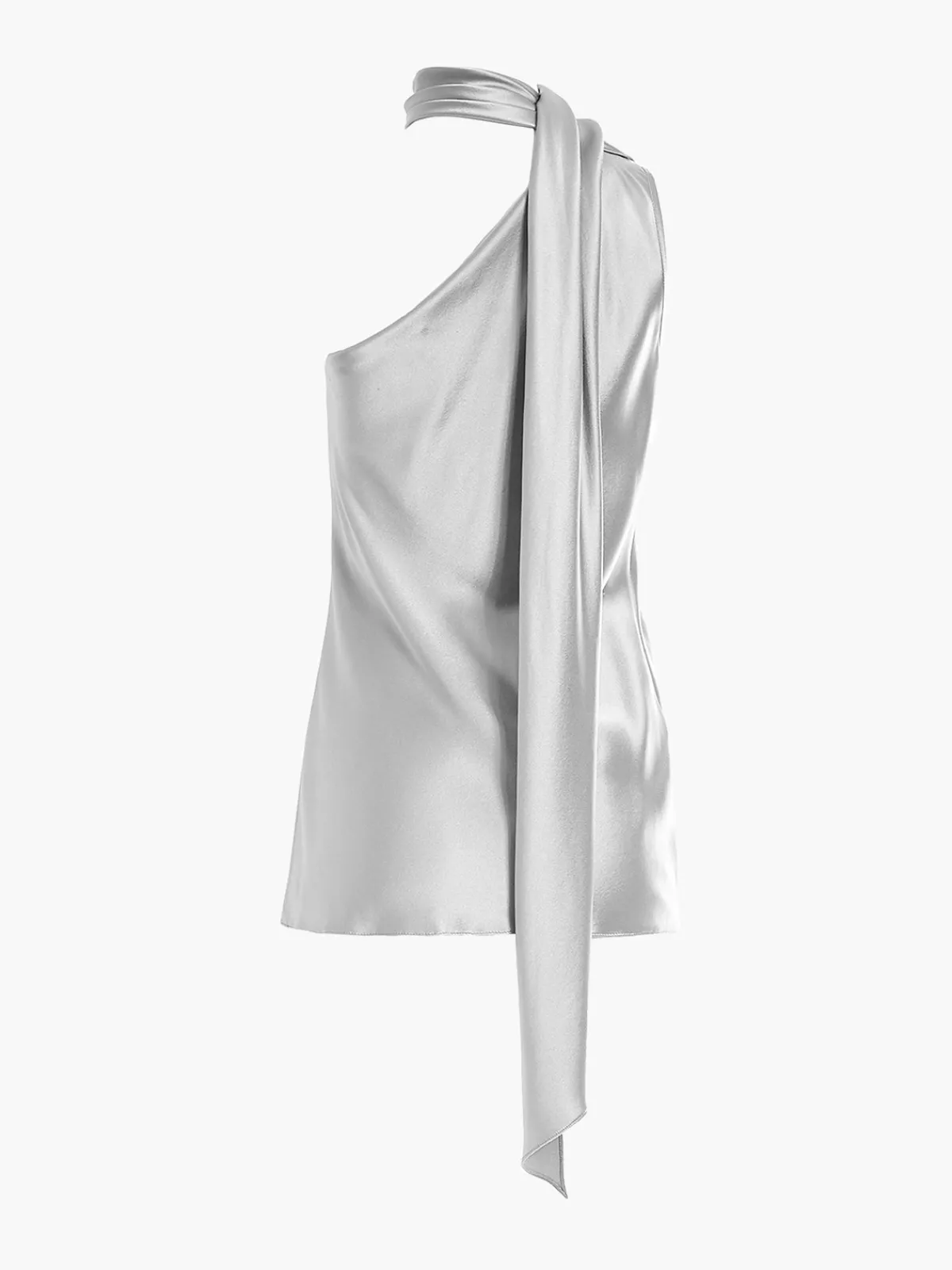 Mi Jong Lee One Shoulder Bias Top With Scarf