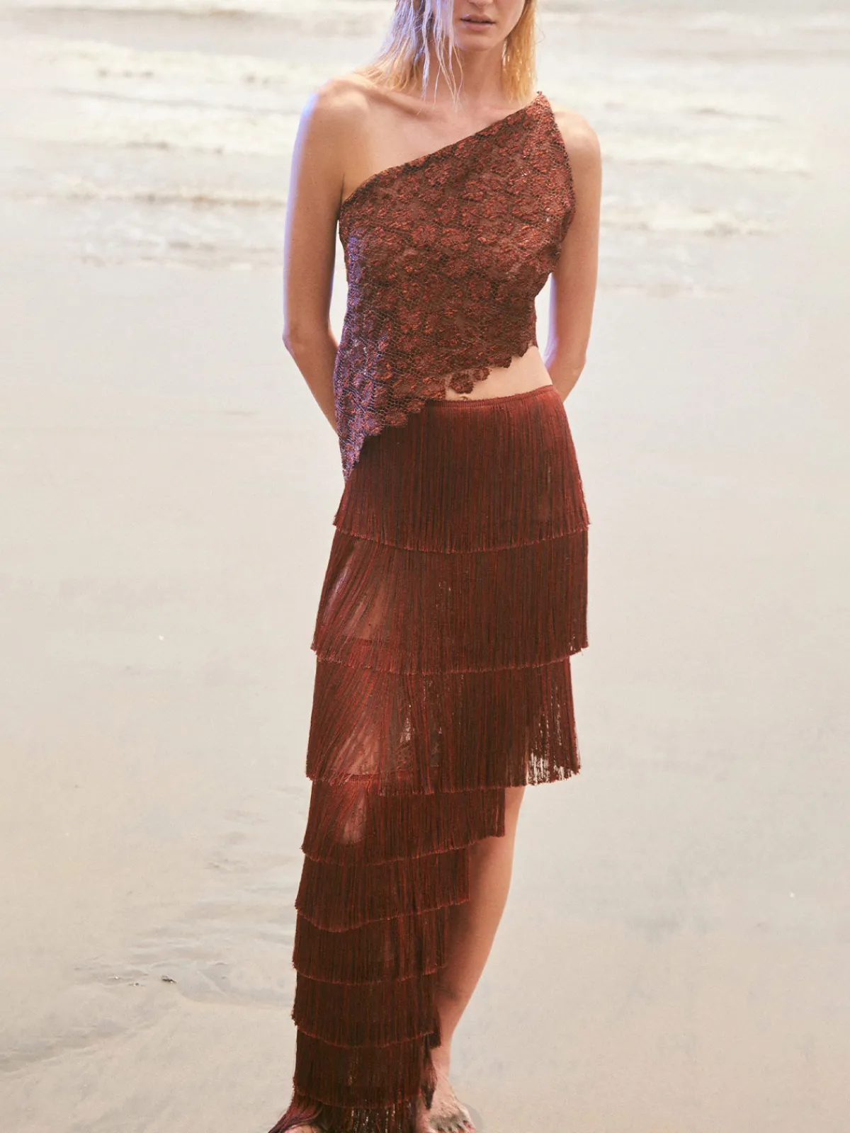 Francesca Miranda Mocca Fringe Skirt