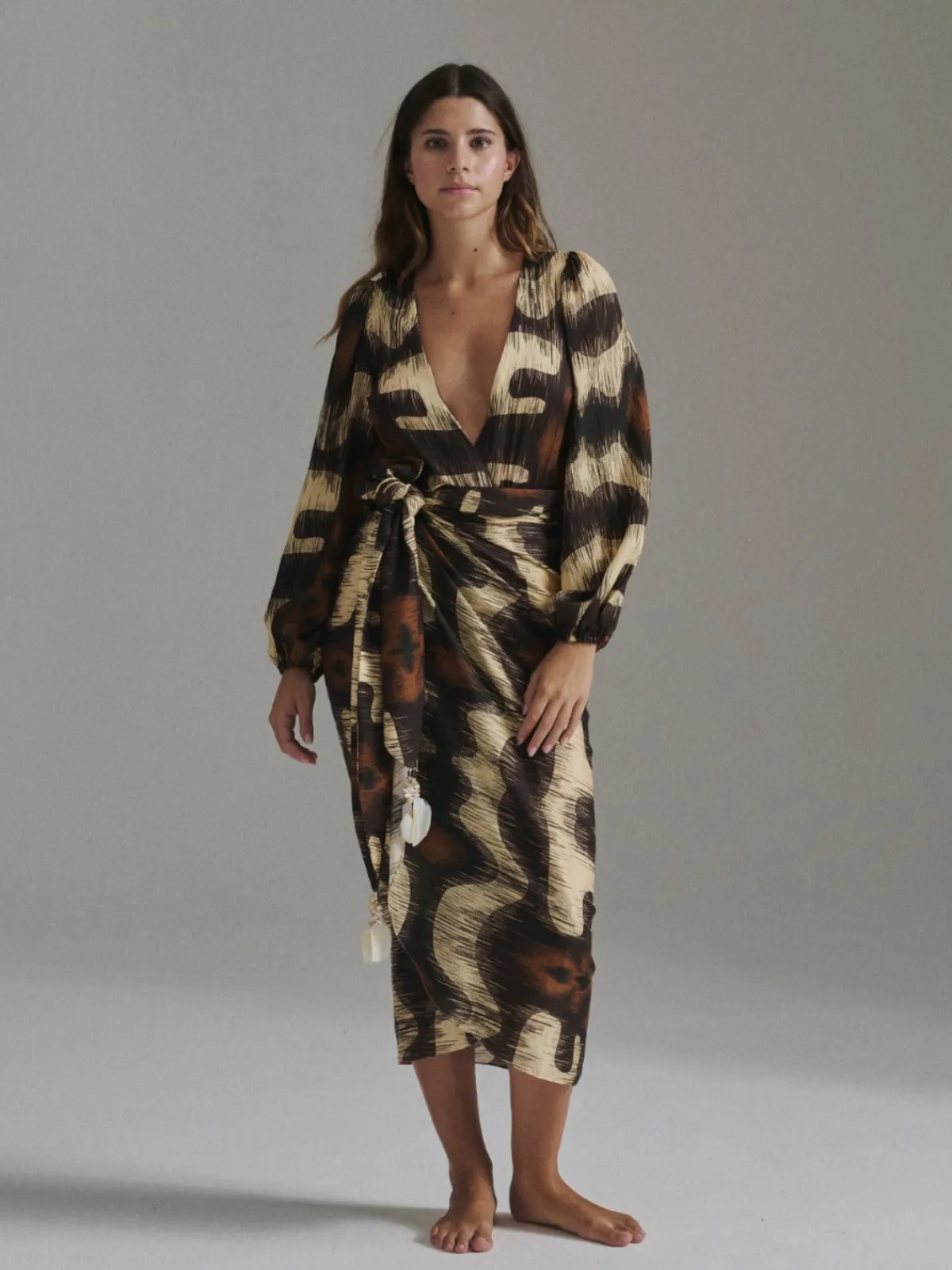 Juan de Dios Mapara Martellato Silk Skirt / Brown Ikat