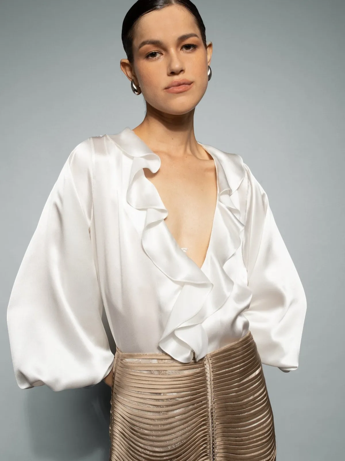 Francesca Miranda Elena Ruffle 100% Silk Top