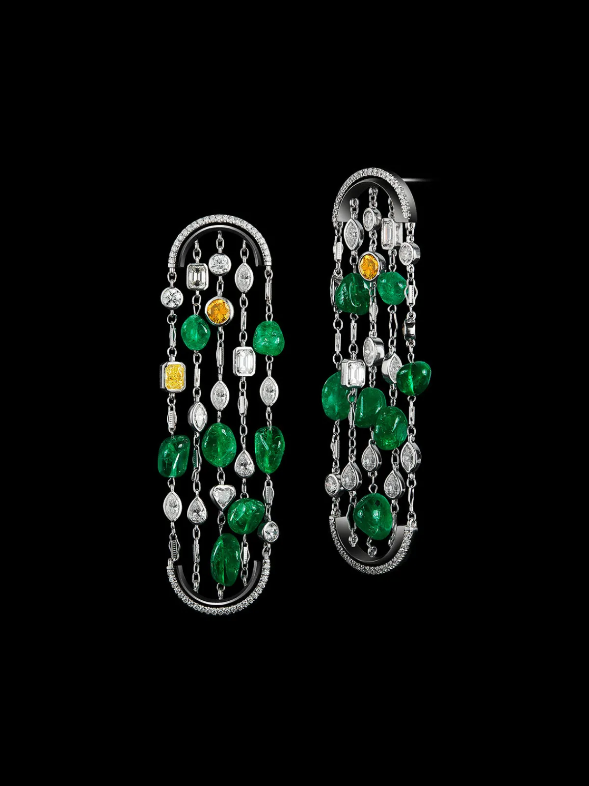 Alexandra Mor Arched Sautoir Tumble Bead Earrings