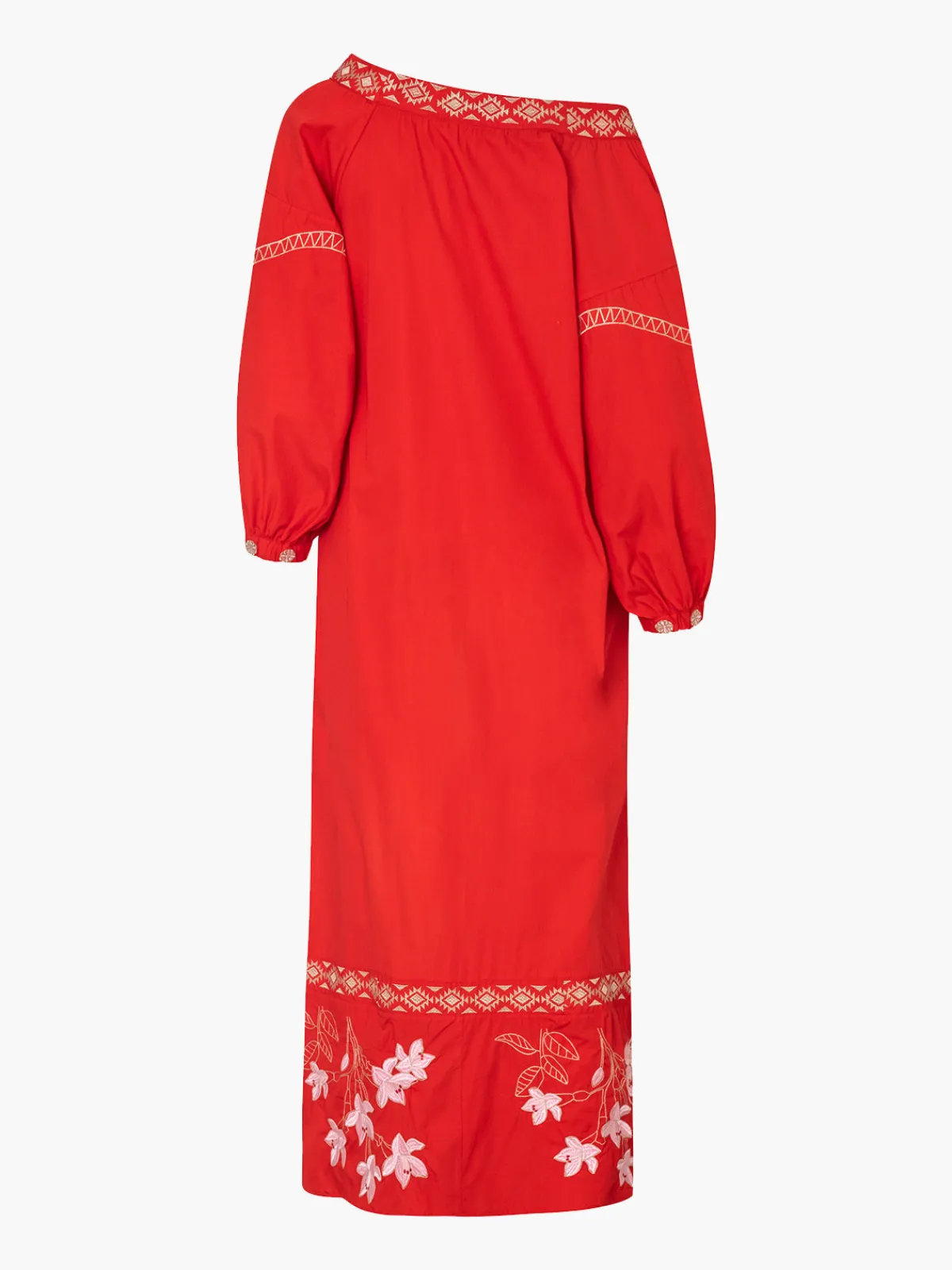 Juan de Dios Buganvilias Cotton Embroidered Maxi Dress
