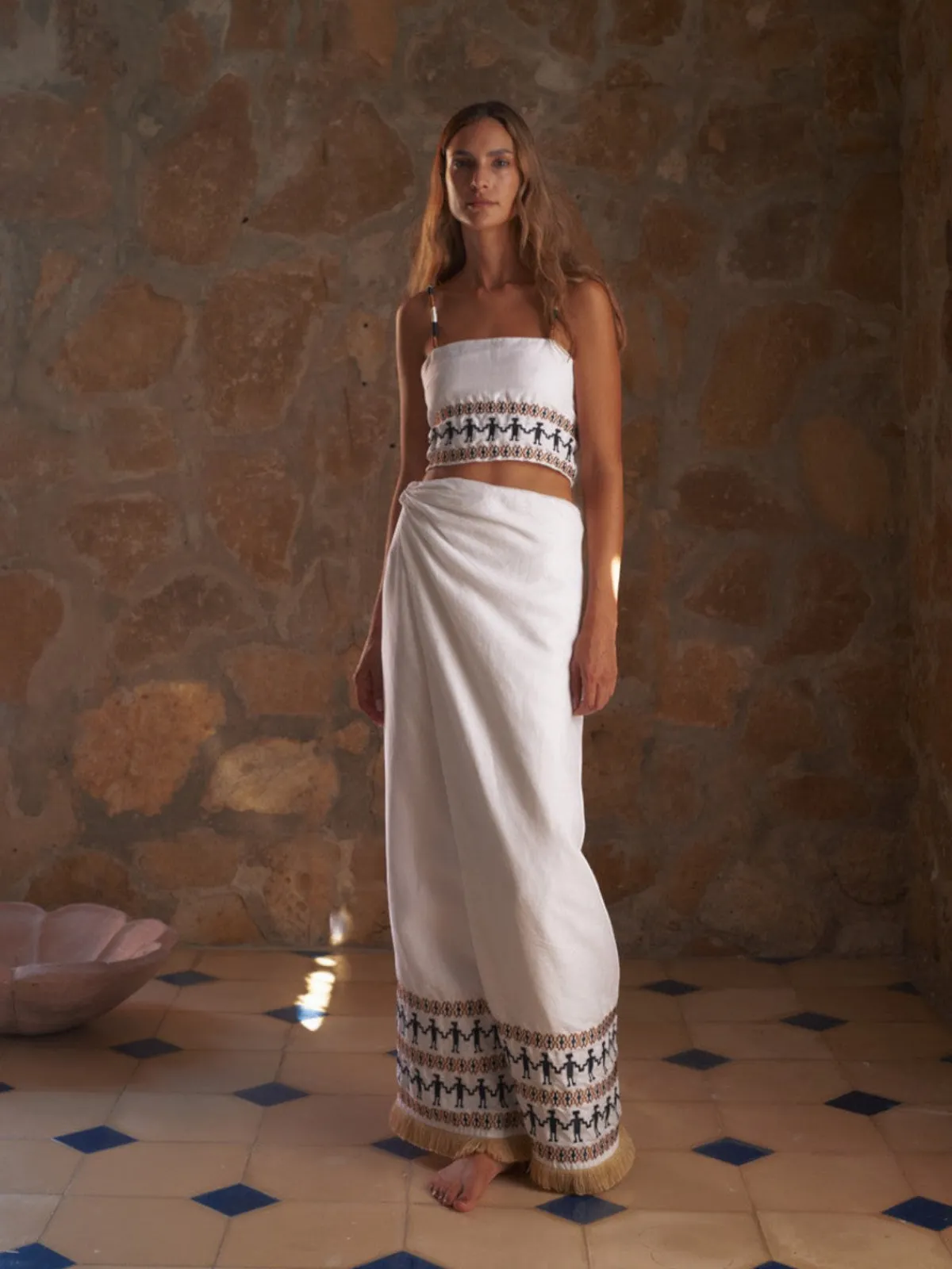 Juan de Dios Guainia Linen Midi Skirt