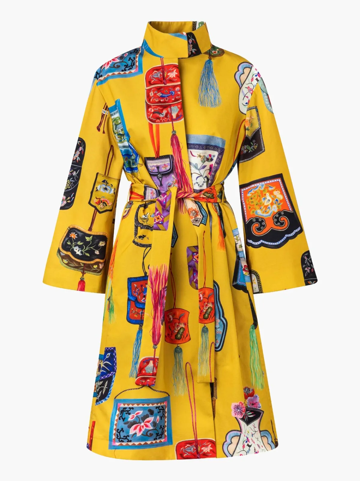 Maison Alma Carteras Chinas Blanca Gabardine Coat