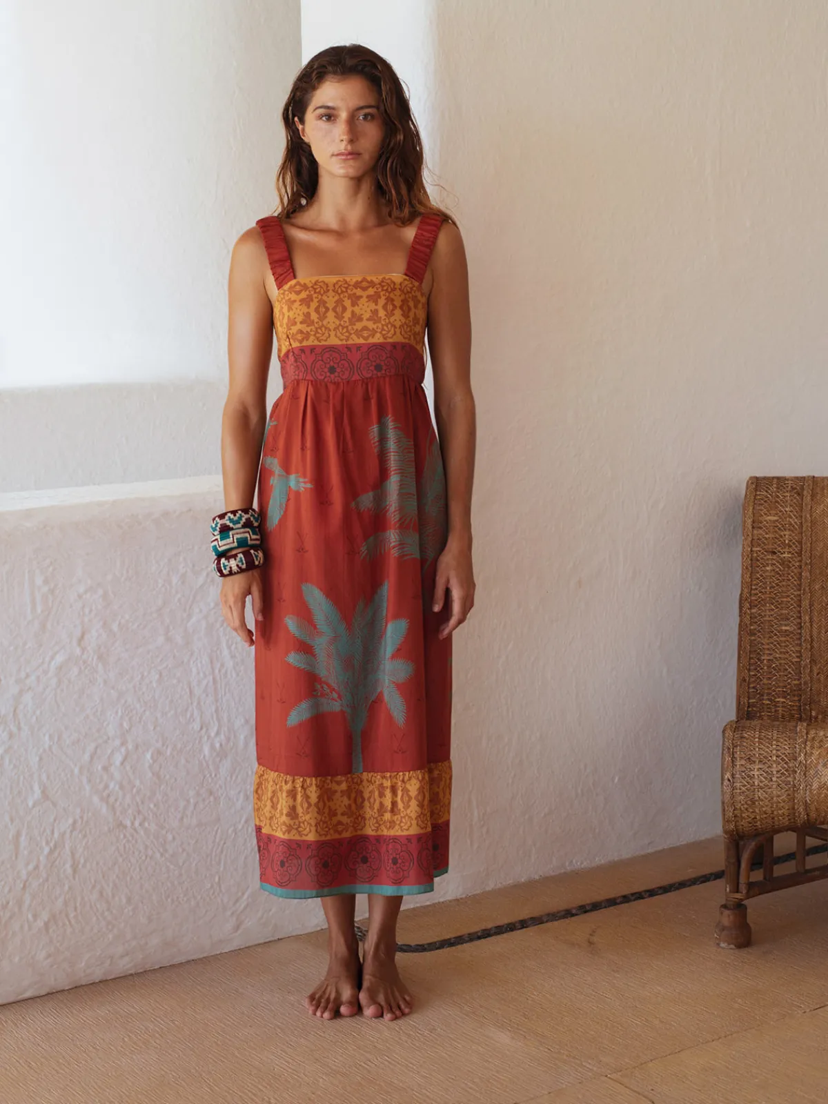 Juan de Dios Sol de Occidente Cotton-Silk Midi Dress