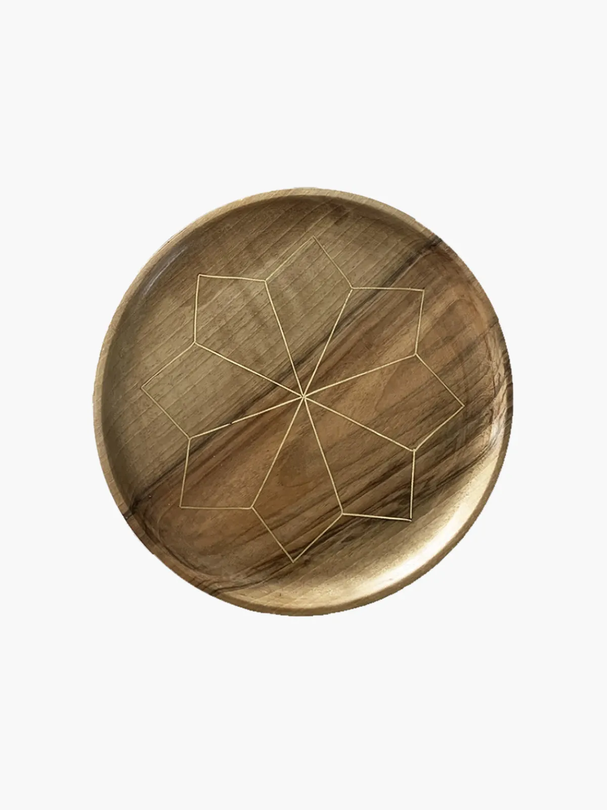 Dounia Najma Moroccan Wood and Brass Inlay Trays