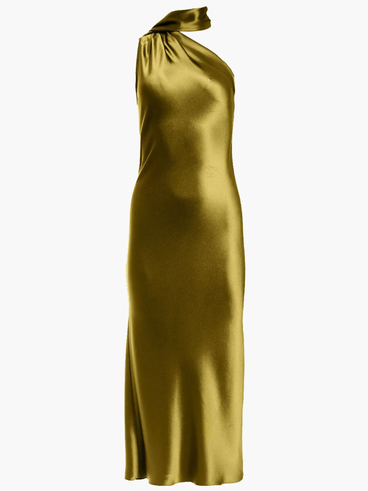 Mi Jong Lee One Shoulder Bias Dress With Scarf