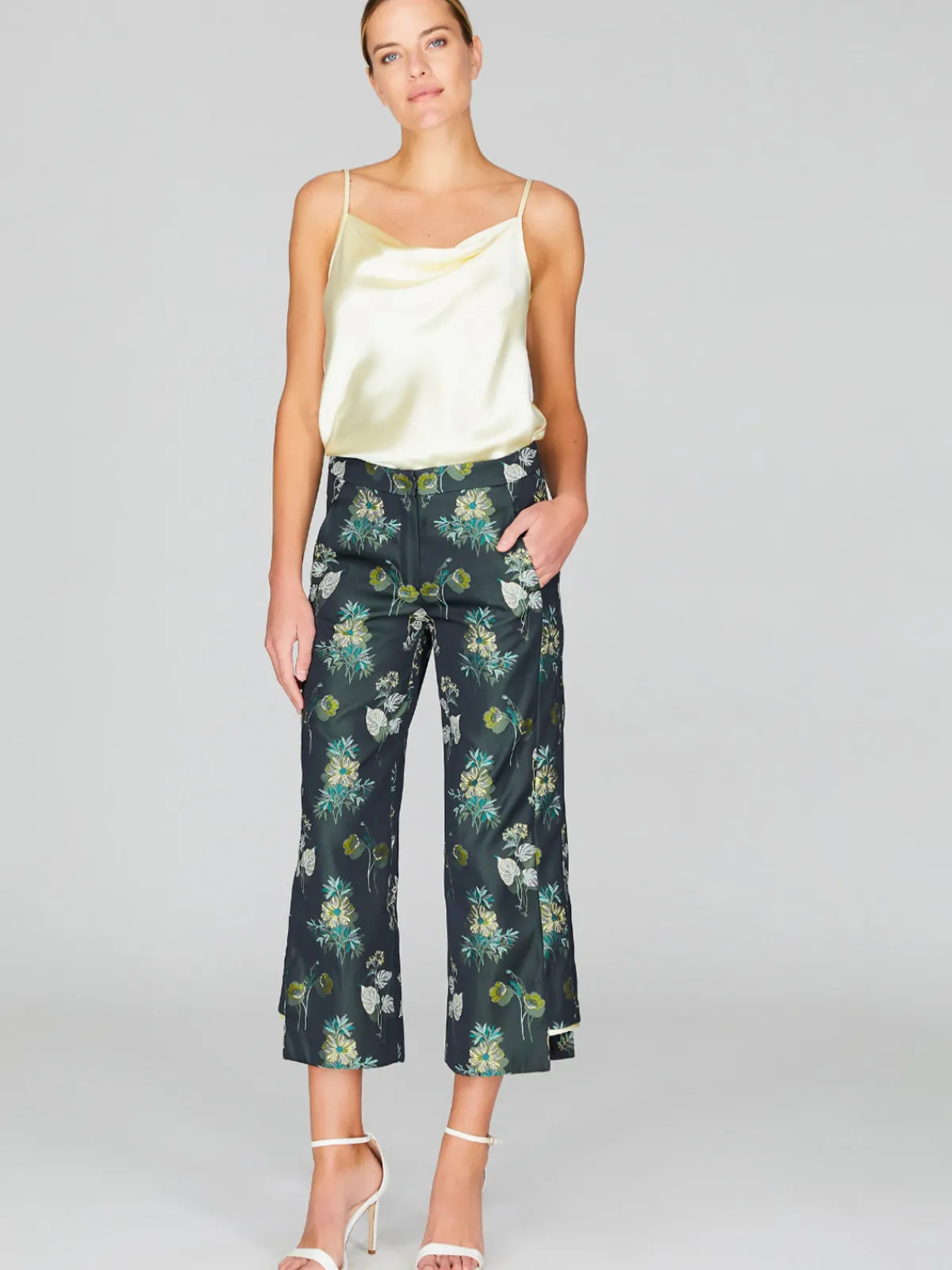 Mi Jong Lee Watercolor Botanic Straight Pant With Step Hem
