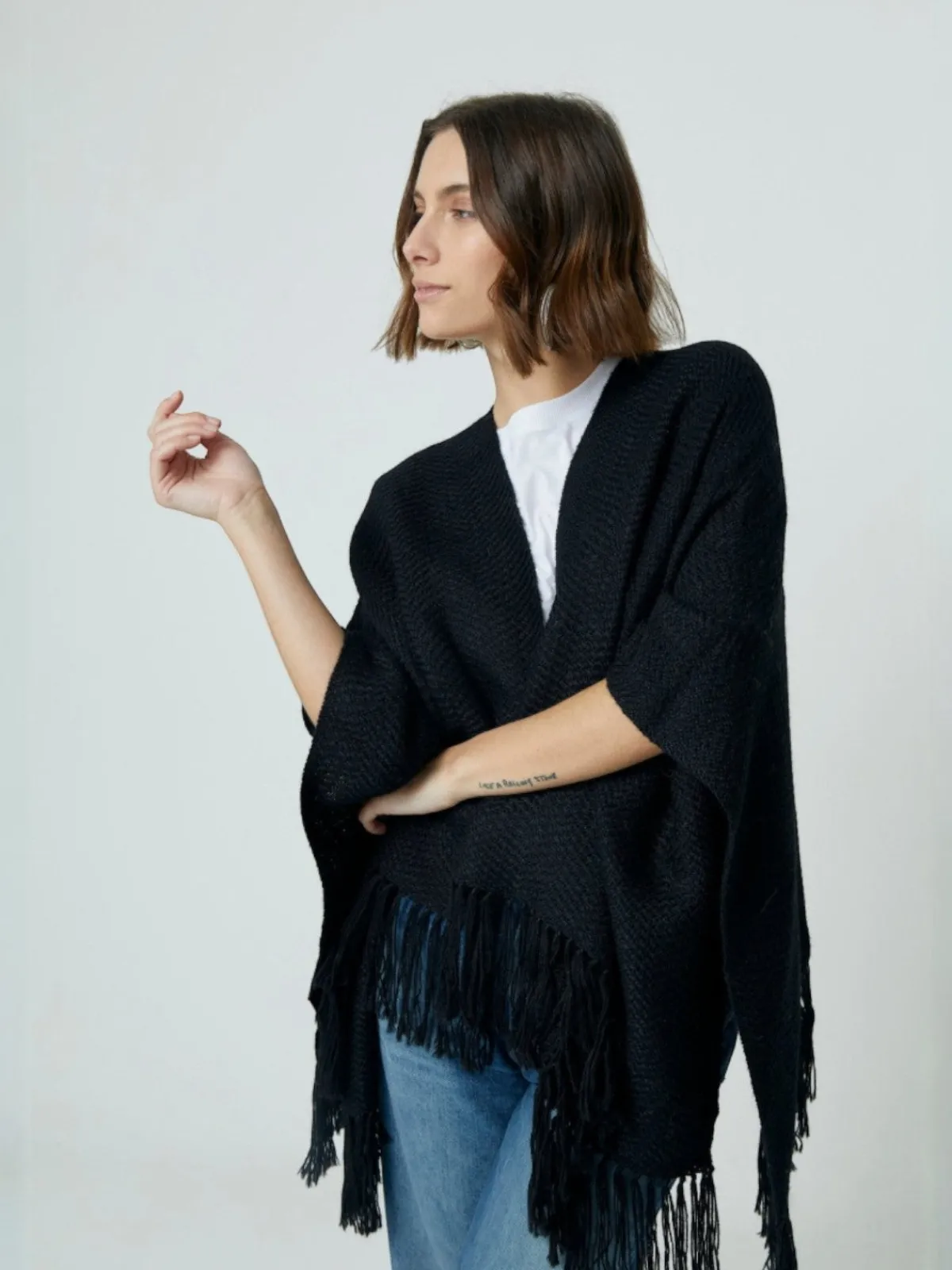 Tejido Herringbone Ruana