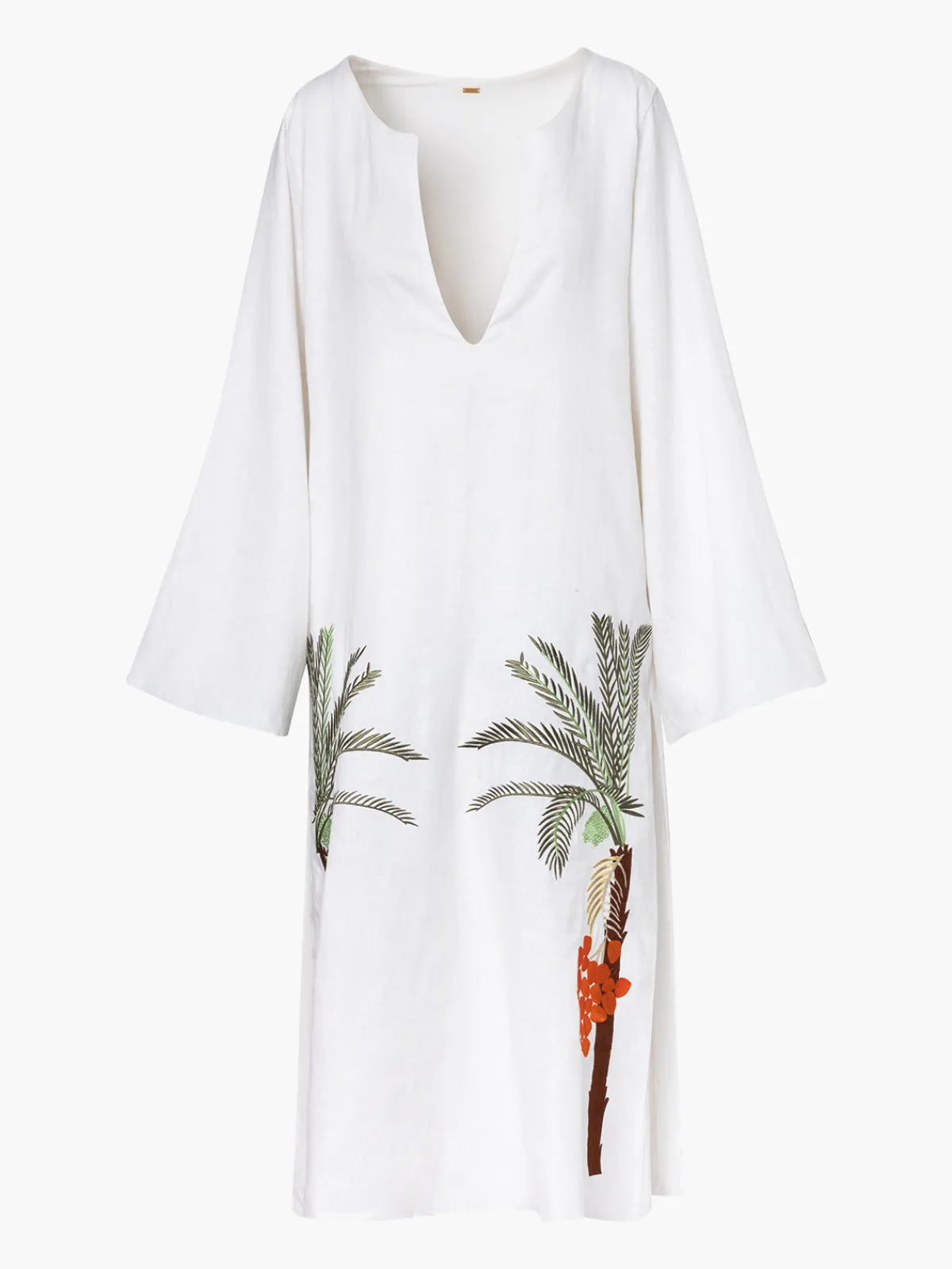 Juan de Dios Lisa Linen Midi Dress Embroidered