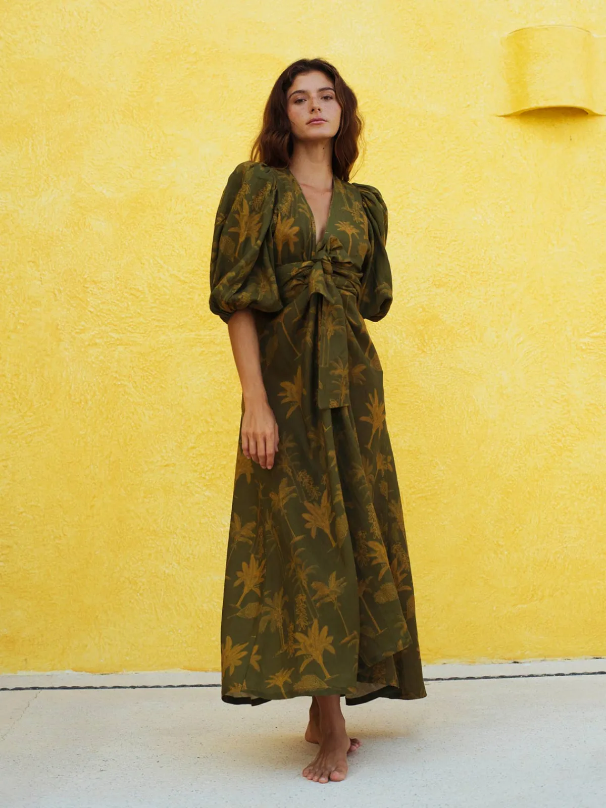 Juan de Dios Ermita Wrap Around Midi Linen Dress