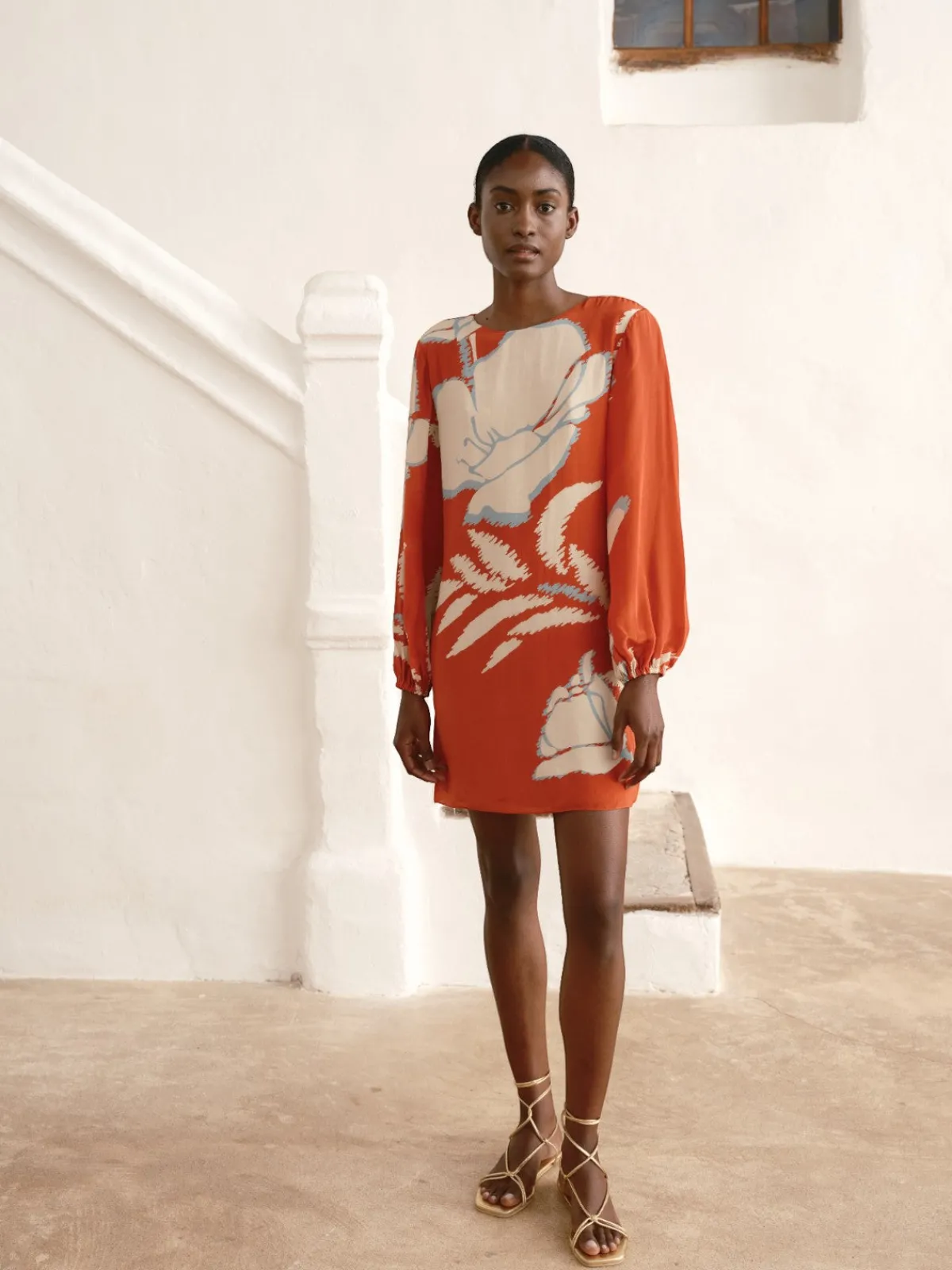 Juan de Dios Lisboa Crepe Chine Mini Dress