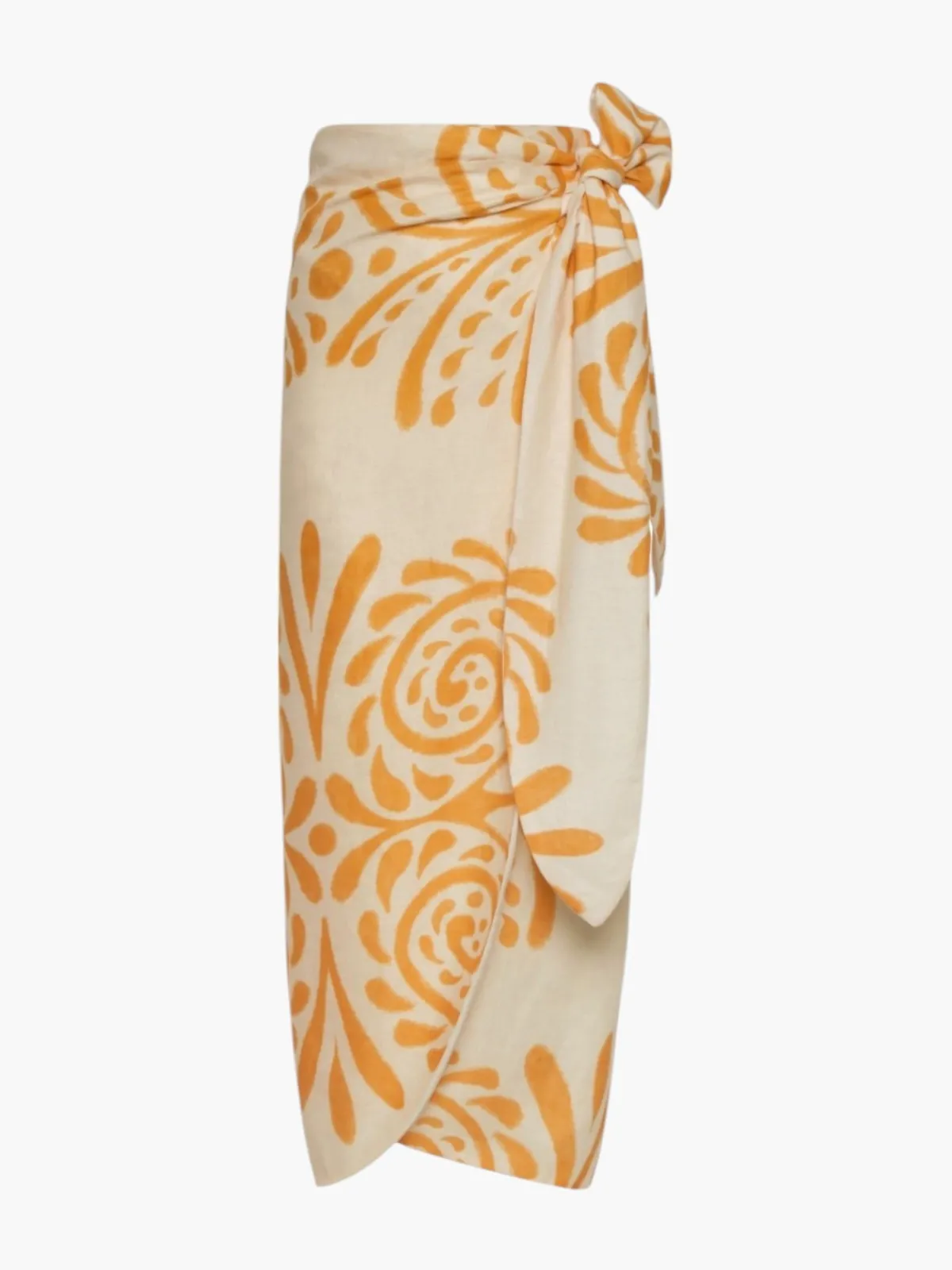 Juan de Dios Mapara Linen Skirt / Ecru Yellow Arabesque