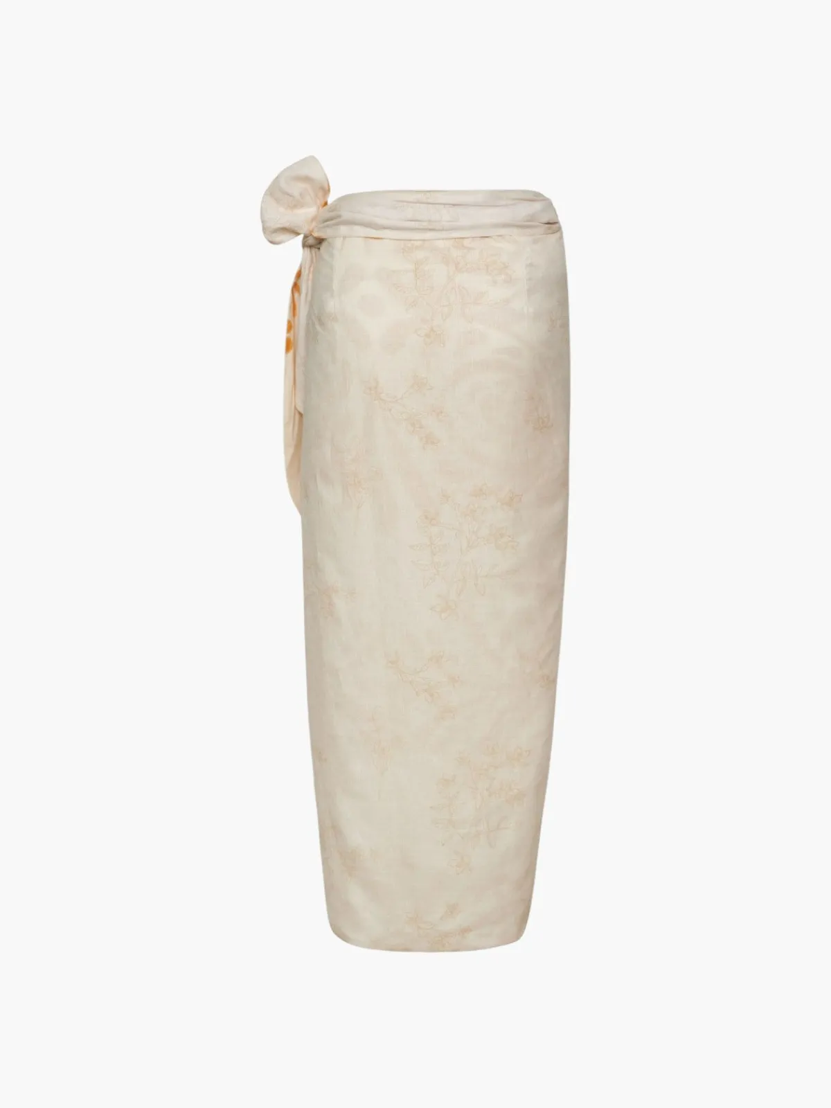 Juan de Dios Mapara Linen Skirt / Ecru Yellow Arabesque