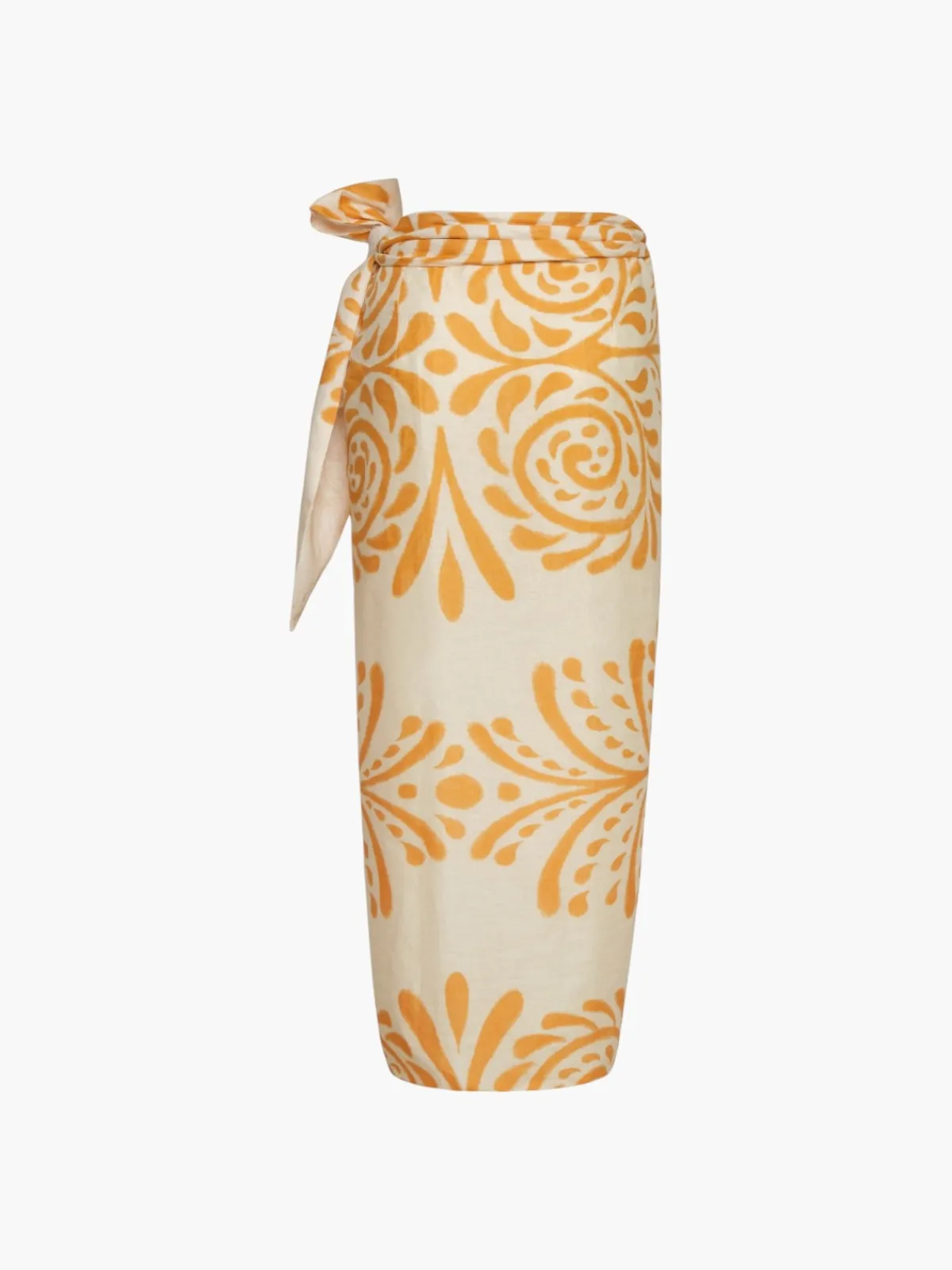 Juan de Dios Mapara Linen Skirt / Ecru Yellow Arabesque