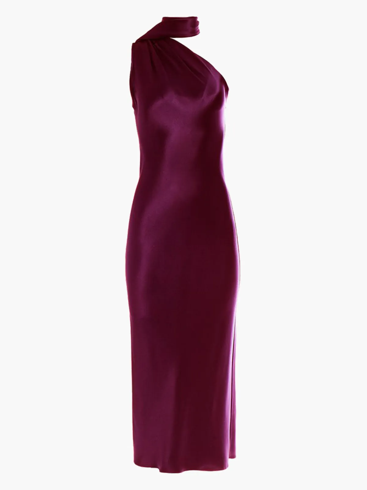 Mi Jong Lee One Shoulder Bias Dress With Scarf